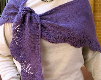 Knit Wrap Pattern:  Long Wingspan Scalloped Crescent Shawlette Knitting Pattern