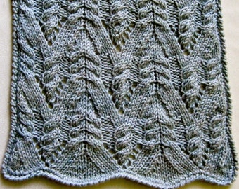 Knit Scarf Pattern:  Cable Lace Mountain Turtleneck Scarf