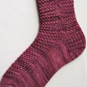 Knit Sock Pattern: Twisted Mesh and Side Cable Knitted Sock Pattern image 1