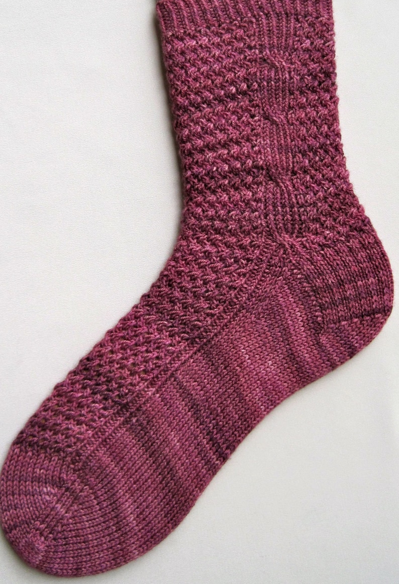 Knit Sock Pattern: Twisted Mesh and Side Cable Knitted Sock Pattern image 1