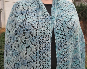 Knit Shawl Pattern:  Red Bud Lace Shawl Knitting Pattern