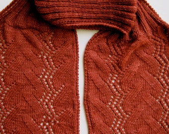 Knit Scarf Pattern:  Climbing Vines Turtleneck Scarf Knitting Pattern
