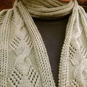 Knit Scarf Pattern: The Baltimore Cable and Mesh Scarf Knitting Pattern