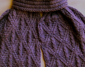 Knit Scarf Pattern: Grecian Twist Stitch Turtleneck Scarf Knitting Pattern
