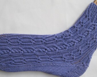 Knit Sock Pattern:  Montreaux Alpine Cabled Knit Sock Pattern