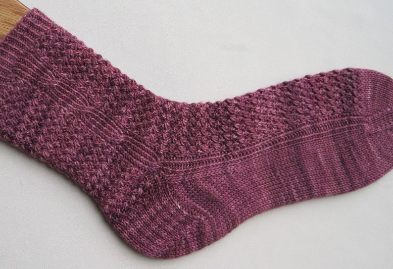 Knit Sock Pattern: Twisted Mesh and Side Cable Knitted Sock Pattern image 2