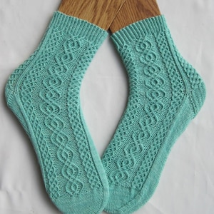 Knit Sock Pattern:  Sava Alpine Cabled Sock Knitting Pattern