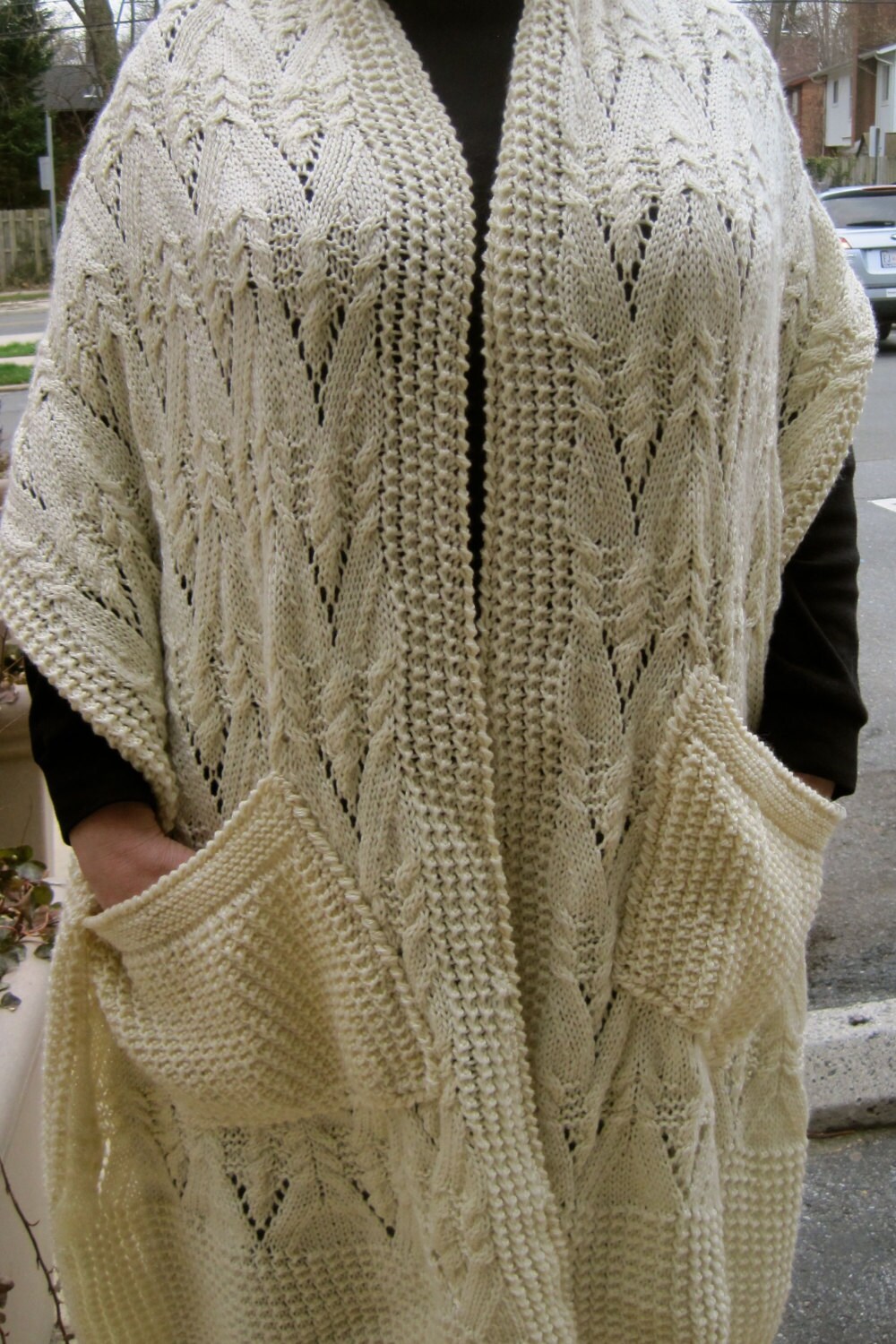 Knit Shawl Pattern Warm Galway Pocket Shawl Knitting Pattern Etsy