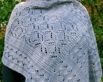 Knit Shawl Pattern:  Vaila Cable Sampler Shawl Knitting Pattern