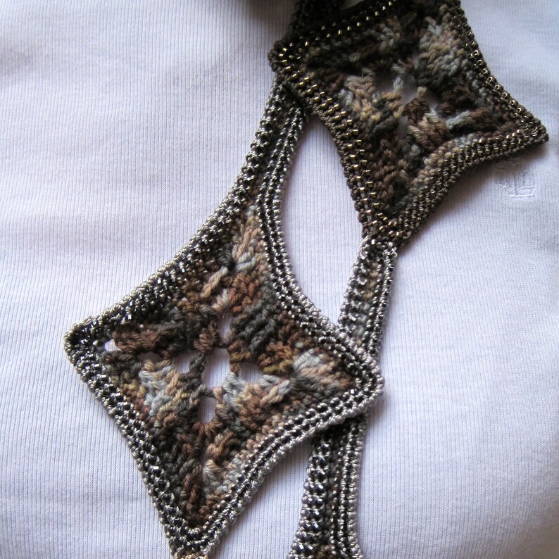 Crochet Scarf Pattern: Not Your Granny's Granny Square Bead Crochet Scarf Pattern/Tutorial image 3