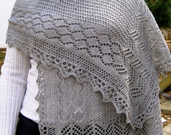 Knit Wrap Pattern:  Diamond Sampler Lace Shawl Knitting Pattern