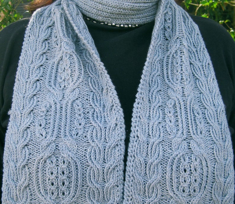 Knit Scarf Pattern: Kofu Turtleneck Cabled Scarf Knitting Pattern image 2