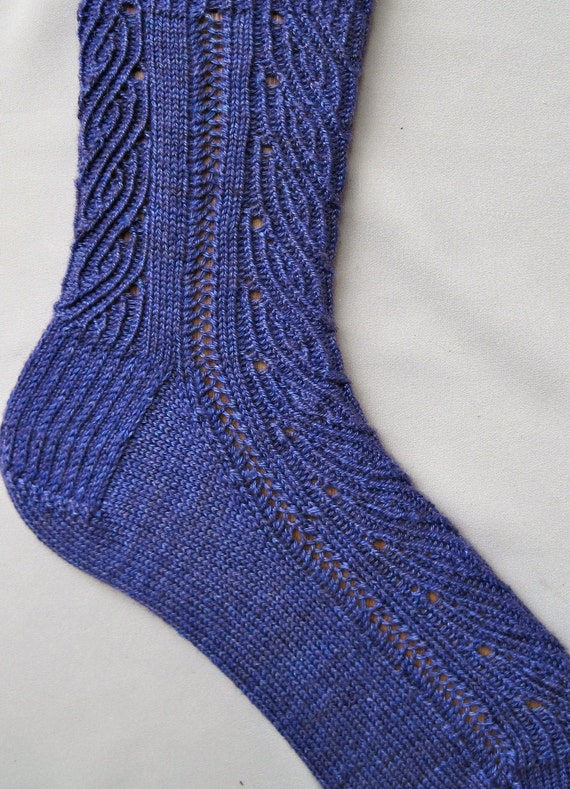 Knit Sock Pattern: Falling Vine Lace Knitted Sock Pattern | Etsy