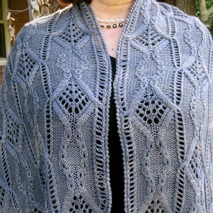 Knit Shawl Pattern: Mito Cable Lace Shawl Knitting Pattern image 6