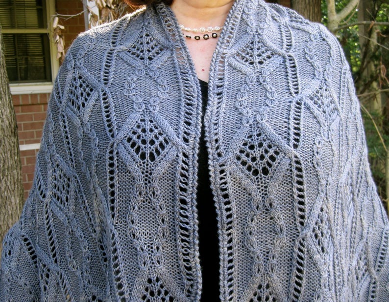 Knit Shawl Pattern: Mito Cable Lace Shawl Knitting Pattern image 6