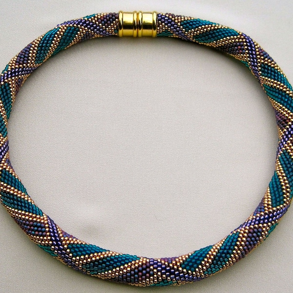 Bead Crochet Pattern:  Wide Reverse Spiral Crochet Necklace