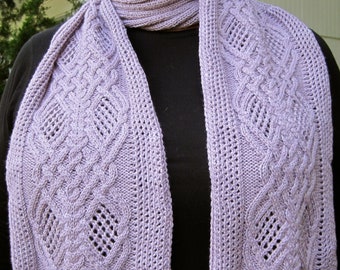 Knit Scarf Pattern:  Tioga Mesh and Cable Lace Scarf Knitting Pattern