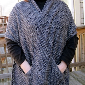 Knit Wrap Pattern: Warm Bramble Lace Pocket Shawl Pattern image 1