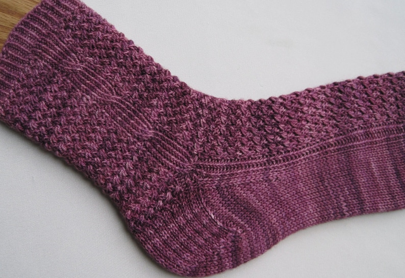 Knit Sock Pattern: Twisted Mesh and Side Cable Knitted Sock Pattern image 5