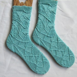 Knit Sock Pattern:  Cartesian Meditation Twisted Stitch Socks Knitting Pattern