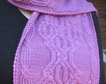 Knit Scarf Pattern:  Warm 'n Cozy Cabled Scarf Knitting Pattern