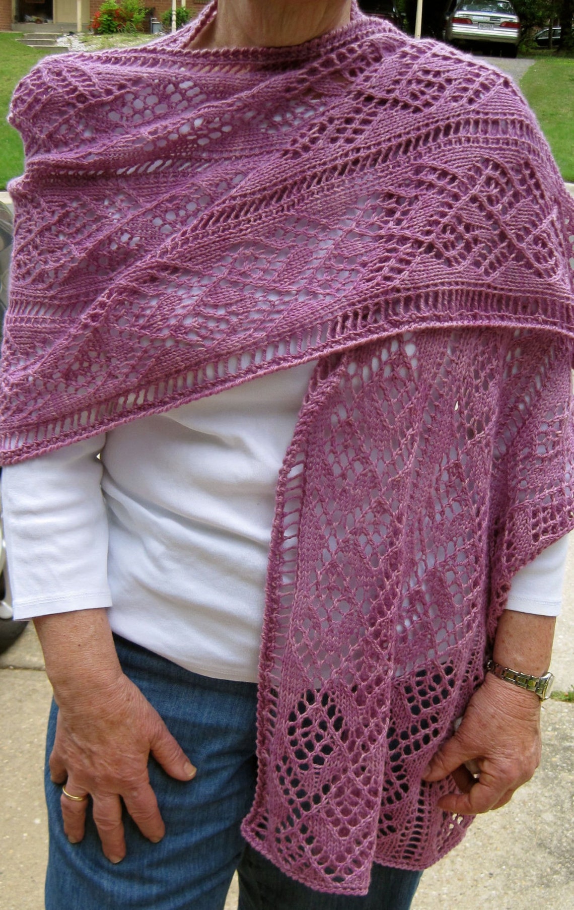 Knit Shawl Pattern Ladder and Lace Light Wrap Knitting Etsy