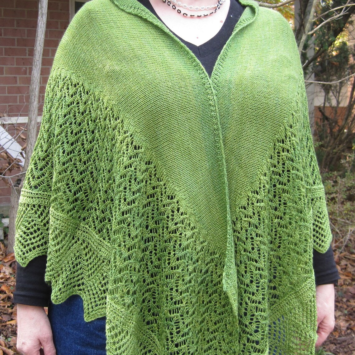Knit Shawl Pattern Baja Long Wingspan Crescent Shawl Knitting Etsy