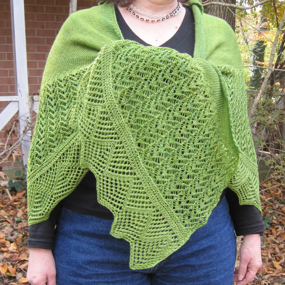 Knit Shawl Pattern Baja Long Wingspan Crescent Shawl Knitting Etsy