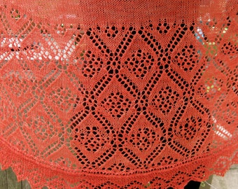 Knit Shawl Pattern:  Rosette Long Wingspan Shawl