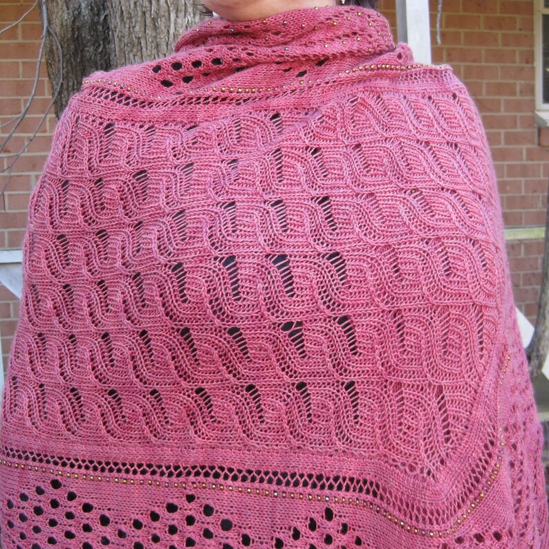 Knit Shawl Pattern Plus Size Columbia Beaded Shawl Knitting Etsy