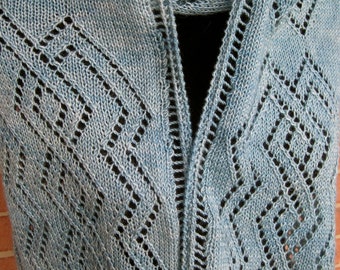 Knit Shawl Pattern:  Tobey's Lace Weight Shawl Knitting Pattern