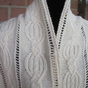 Knit Shawl/Stole/Scarf Pattern: Alverton Cable Lace Shawl Knitting Pattern