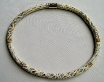 Bead Crochet Necklace Pattern:  Silver Threads and Golden Needles