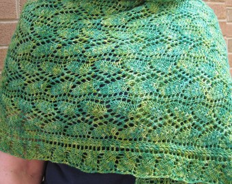 Knit Wrap Pattern:  Weeping Willow Lace Shawl Knitting Pattern