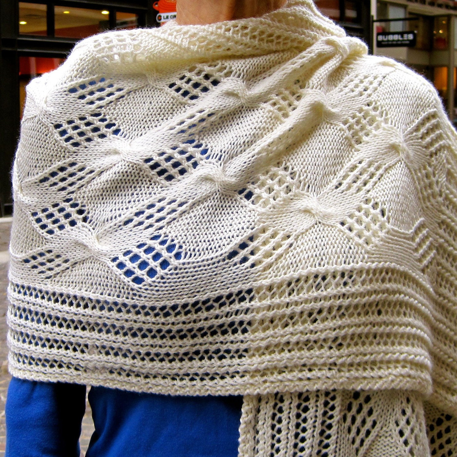 Knit Wrap Pattern: Cable Lace Checkerboard Shawl Knitting Pattern - Etsy