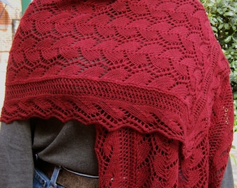 Knit Wrap Pattern:  Wave Edged Trellis Lace Shawl Knitting Pattern