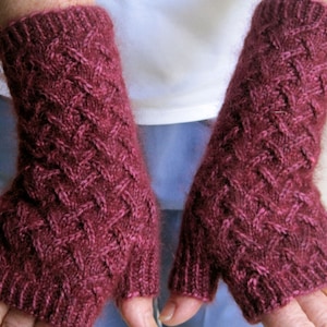 Knit Fingerless Mitts Pattern:  Fuzzy Zig Zag Lace Fingerless Mitt Knitting Pattern