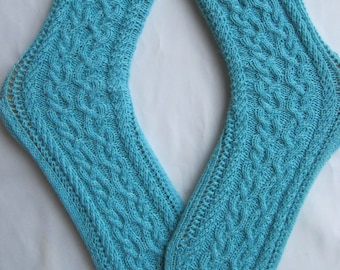 Knit Sock Pattern:  Thunder Bay Cabled and Spiral Socks Knitting Pattern