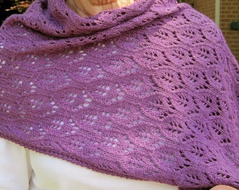 Knit Wrap Pattern:  Flower Lace Shawl Knitting Pattern