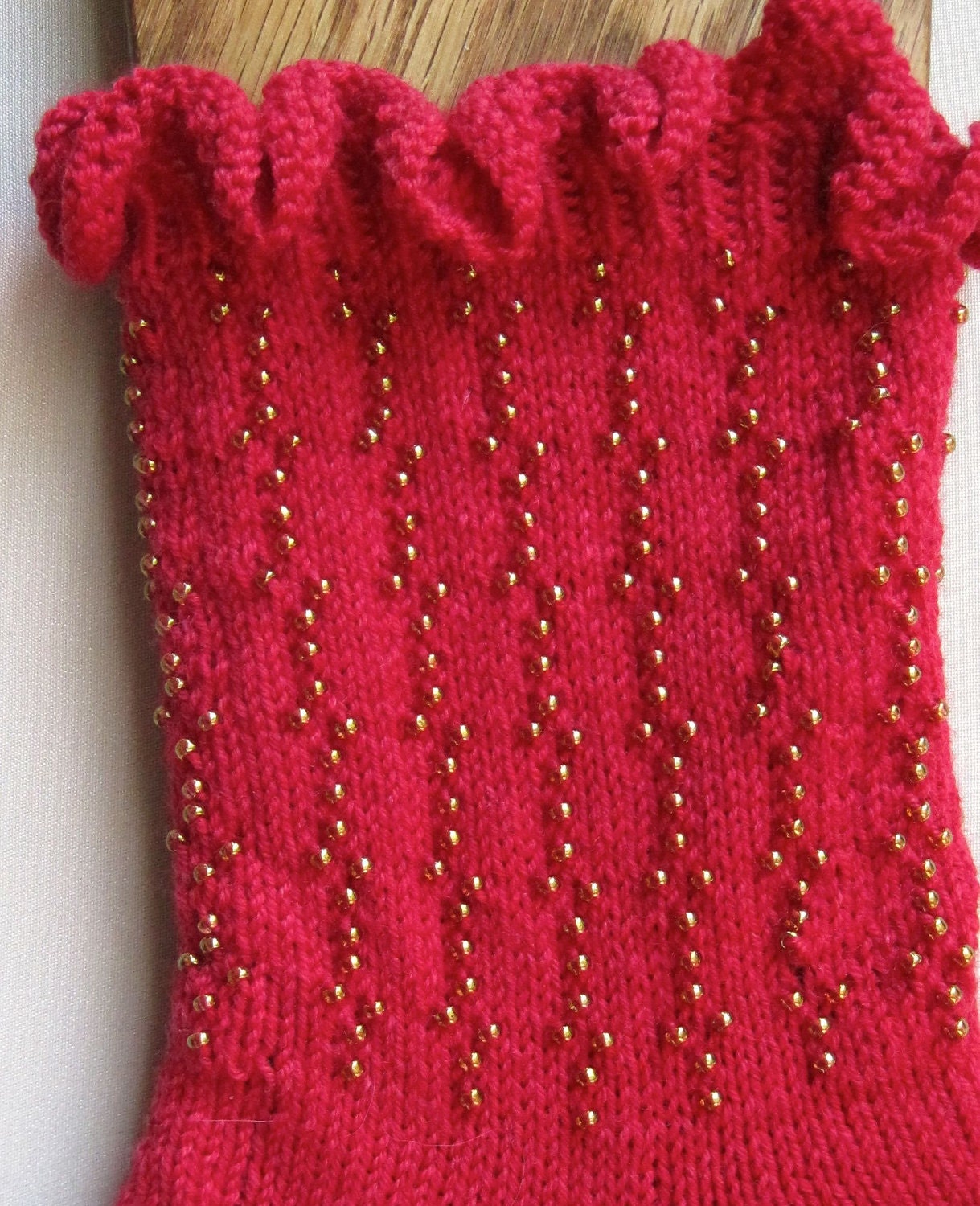 Knit Sock Pattern: Beaded and Ruffled Sock Knitting Pattern - Etsy