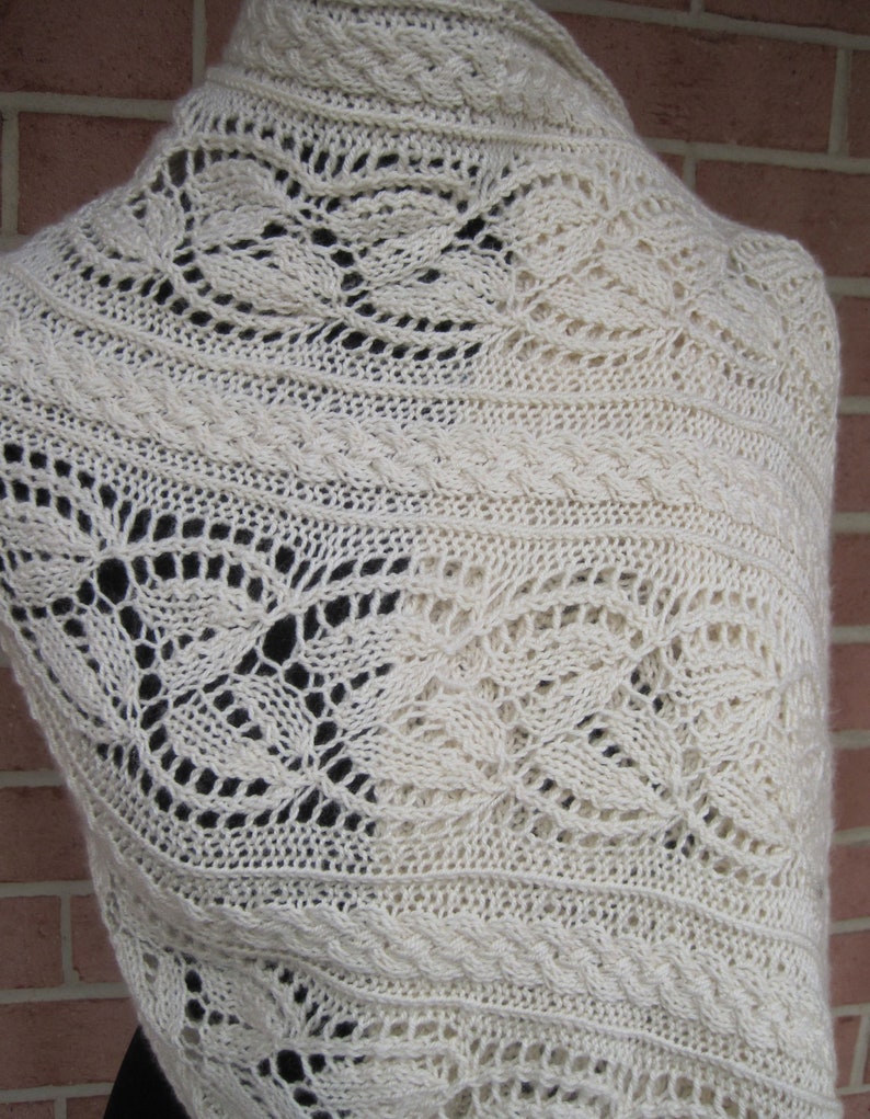 Knit Shawl Pattern: Cabled Dayflower Shawl Knitting Pattern image 6