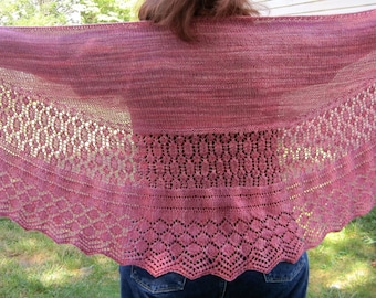 Knit Crescent Shawl Pattern:  Lismore Long Wingspan Shawl Knitting Pattern