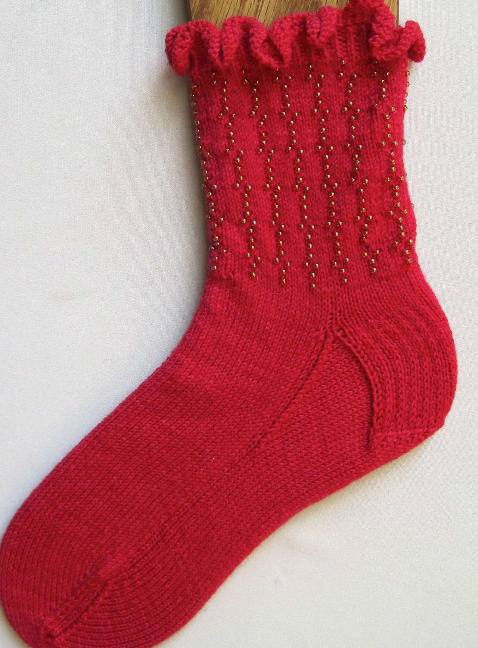 Knit Sock Pattern: Beaded and Ruffled Sock Knitting Pattern - Etsy