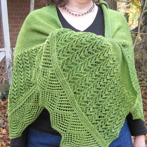 Knit Shawl Pattern:  Baja Long Wingspan Crescent Shawl Knitting Pattern