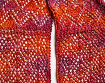 Sangria Lace Knit Scarf Pattern: Stole Shawl DIY (PDF Pattern)