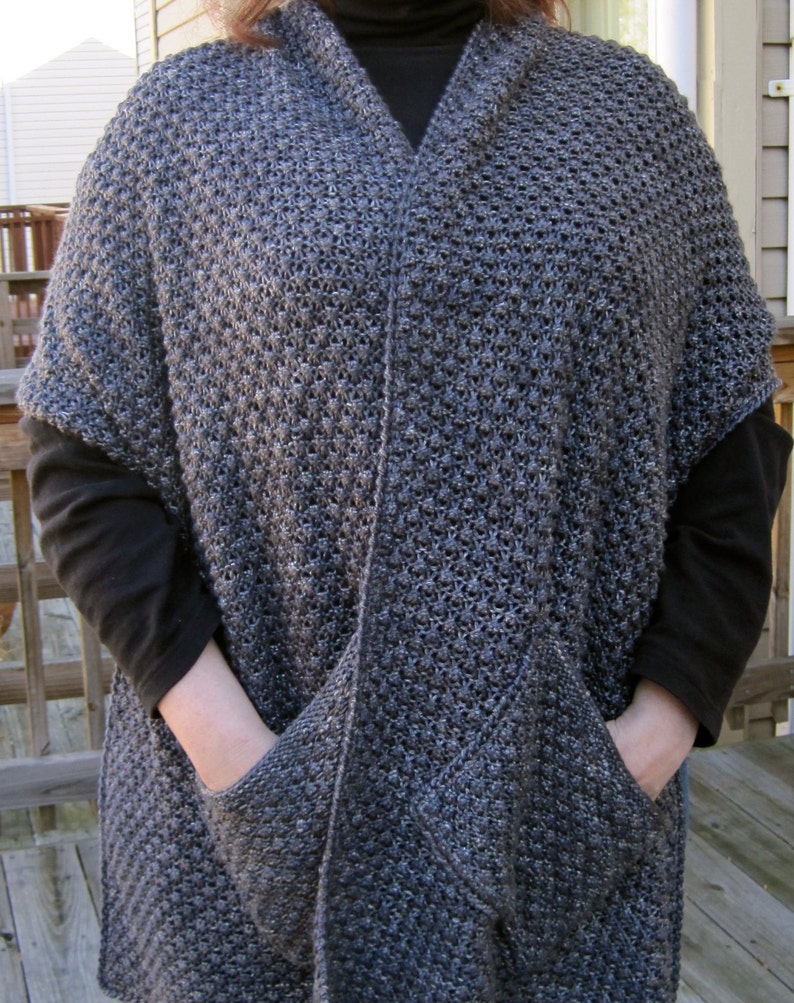 Knit Wrap Pattern: Warm Bramble Lace Pocket Shawl Pattern image 3