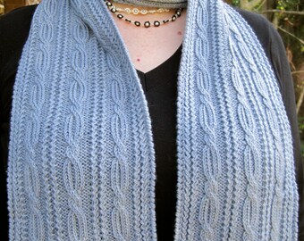 Knit Scarf Pattern:  Greenock Cabled Turtleneck Scarf Knitting Pattern