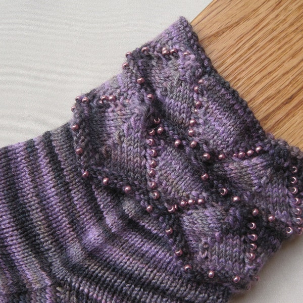 Knit Sock Pattern:  Beaded Cuff Knitted Sock Pattern