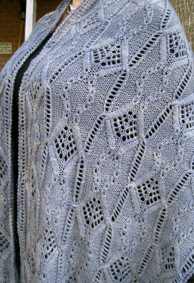 Knit Shawl Pattern: Mito Cable Lace Shawl Knitting Pattern image 5