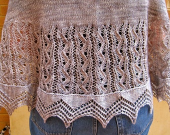 Knit Shawl Pattern:  The Silver Spring Long Wingspan Lace Shawl Knitting Pattern